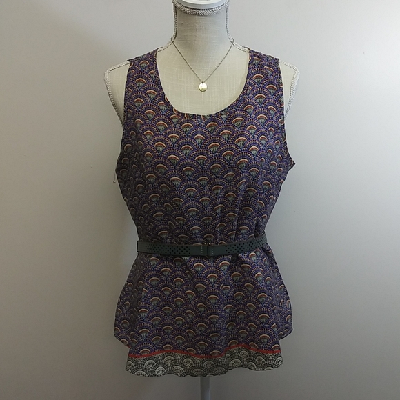 Francesca's Sleeveless Purple Scalloped Blouse - Picture 10 of 10